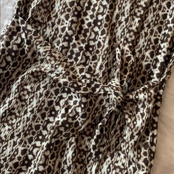 Weekend Maxmara Half Wrap Dress 8 Brown Cream Ikat - Picture 4 of 4